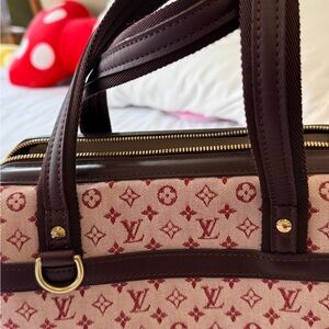 Louis Vuitton Burgundy and Cream Monogram Shoulder Bag
